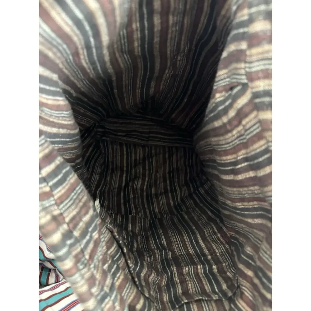 Handmade in Nepal Cotton Multicolor Striped Drawstring Backpack Boho Hippy